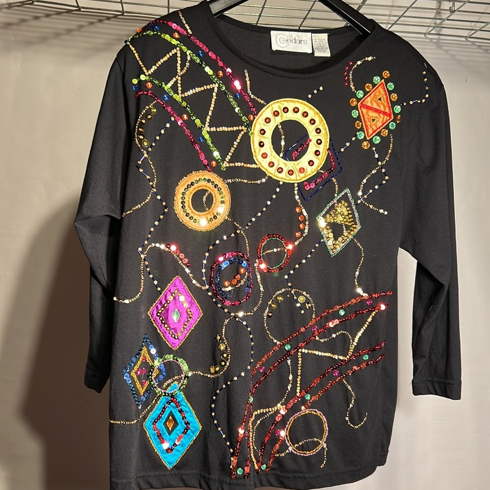 Cedars, large, multicolored sequins, 1980s - Picture 7 of 8